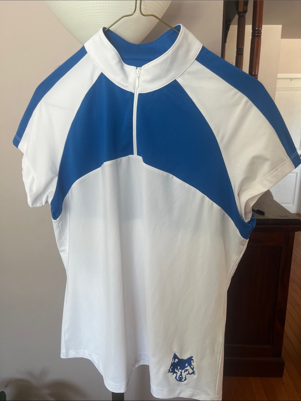 FootJoy White and Blue Short Sleeve Golf Polo Top